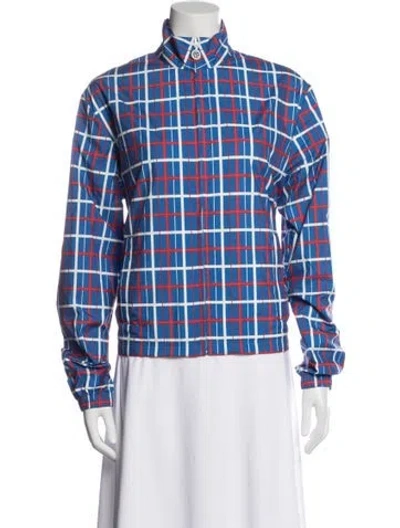 Pre-owned Tory Sport Plaid Print Performance Jacket In Blue