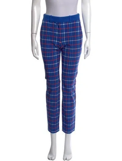 Pre-owned Tory Sport Plaid Print Straight Leg Pants In Blue