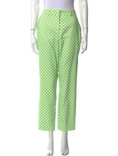 Pre-owned Tory Sport Plaid Print Straight Leg Pants In Green