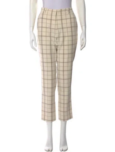 Pre-owned Tory Sport Plaid Print Straight Leg Pants In Neutral