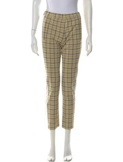 Pre-owned Tory Sport Plaid Print Straight Leg Pants In Neutral