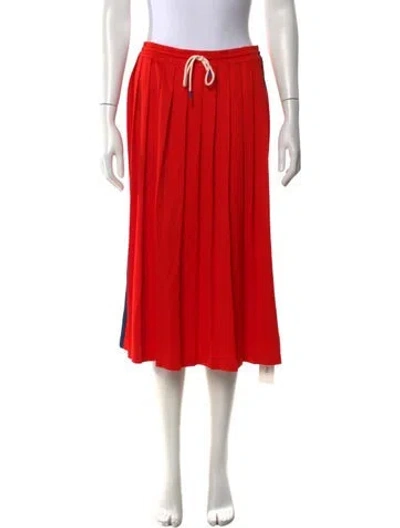 Pre-owned Tory Sport Pleated Accents Midi Length Skirt In Red