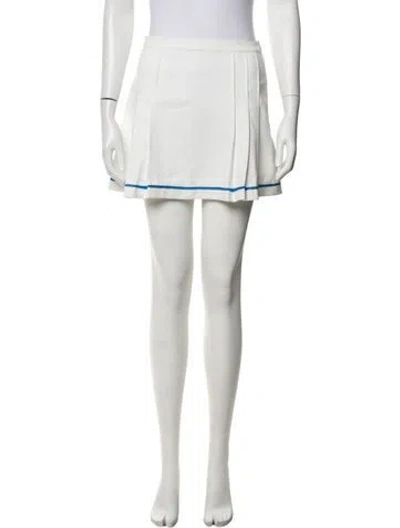 Pre-owned Tory Sport Pleated Accents Mini Skirt In Green/white