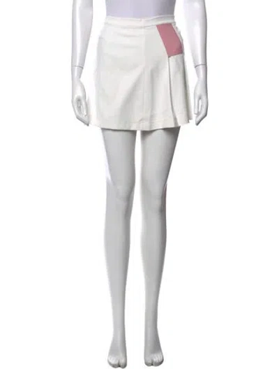 Pre-owned Tory Sport Pleated Accents Mini Skirt In Pink/white