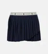 Tory Sport Tory Burch Jacquard Performance Jersey Pleated Overlay Skirt In Blue