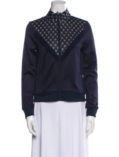 Pre-owned Tory Sport Polka Dot Print Bomber Jacket In Blue