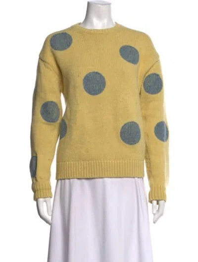 Pre-owned Tory Sport Polka Dot Print Crew Neck Sweater In Yellow