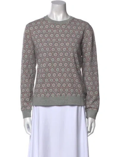 Pre-owned Tory Sport Printed Crew Neck Sweatshirt In Gray