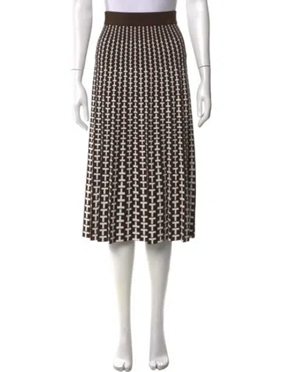 Pre-owned Tory Sport Printed Midi Length Skirt In Brown