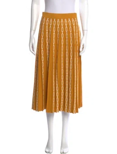 Pre-owned Tory Sport Printed Midi Length Skirt In Yellow