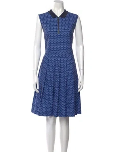 Pre-owned Tory Sport Printed Mini Dress In Blue