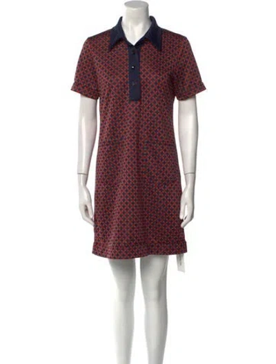 Pre-owned Tory Sport Printed Mini Dress In Blue