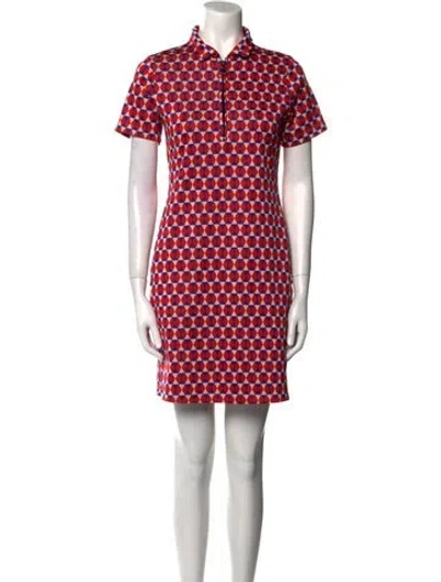 Pre-owned Tory Sport Printed Mini Dress In Red