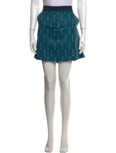 Pre-owned Tory Sport Printed Mini Skirt In Green