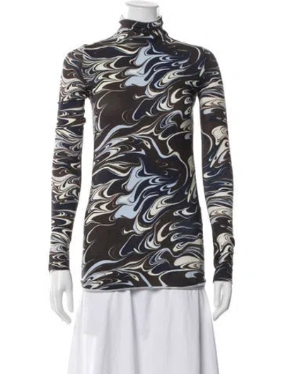 Pre-owned Tory Sport Printed Raw-edge Trim Pajamas In Brown