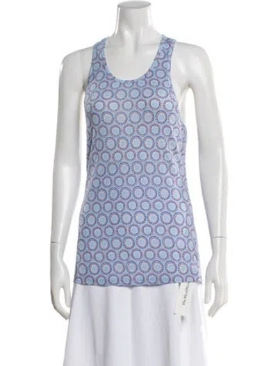 Pre-owned Tory Sport Printed Scoop Neck Top W/ Tags In Blue