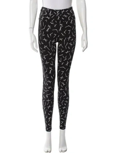 Pre-owned Tory Sport Printed Skinny Leg Pants In Black