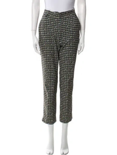 Pre-owned Tory Sport Printed Straight Leg Pants In Green