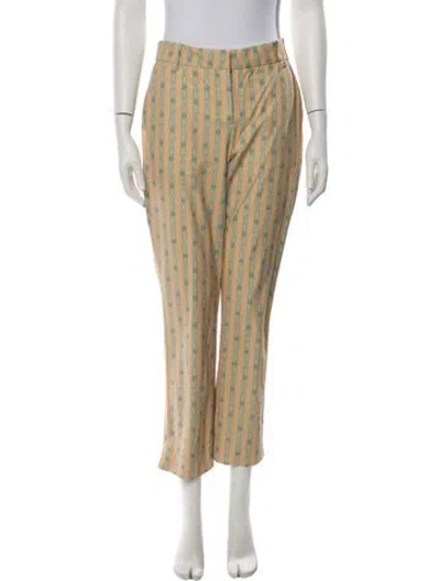 Pre-owned Tory Sport Printed Straight Leg Pants In Yellow