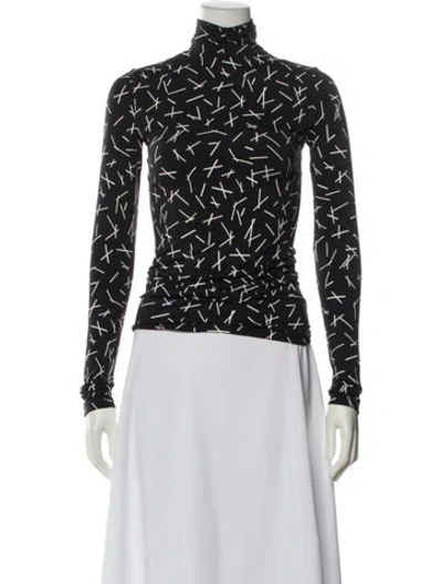 Pre-owned Tory Sport Printed Turtleneck Top In Black