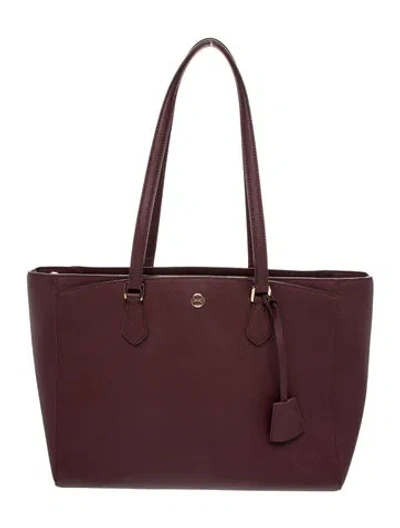 Pre-owned Tory Sport Saffiano Leather Tote In Burgundy