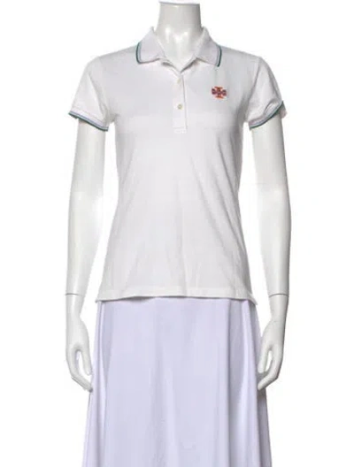 Pre-owned Tory Sport Short Sleeve Polo In Blue/white