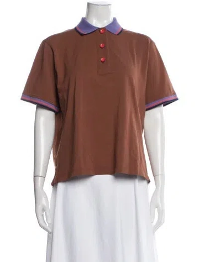 Pre-owned Tory Sport Short Sleeve Polo In Brown