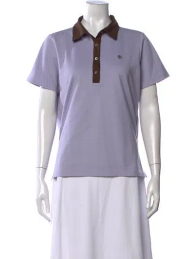 Pre-owned Tory Sport Short Sleeve Polo In Brown/purple