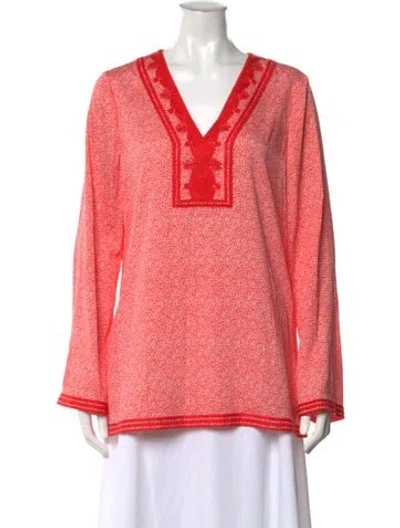 Pre-owned Tory Sport Silk Printed Tunic W/ Tags In Pink
