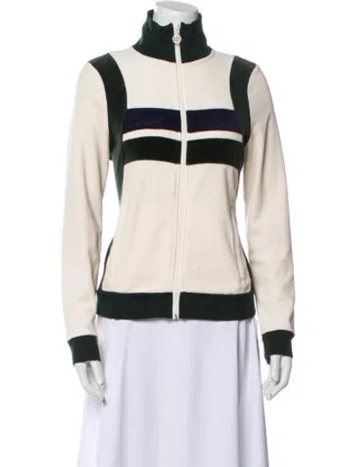 Pre-owned Tory Sport Striped Bomber Jacket In Neutral
