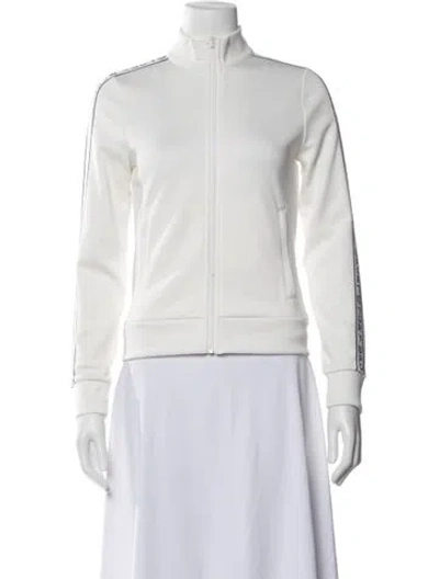 Pre-owned Tory Sport Striped Bomber Jacket In White
