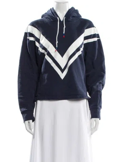 Pre-owned Tory Sport Striped Crew Neck Hoodie In Blue