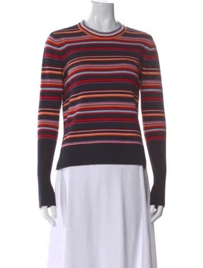 Pre-owned Tory Sport Striped Crew Neck Sweater In Blue