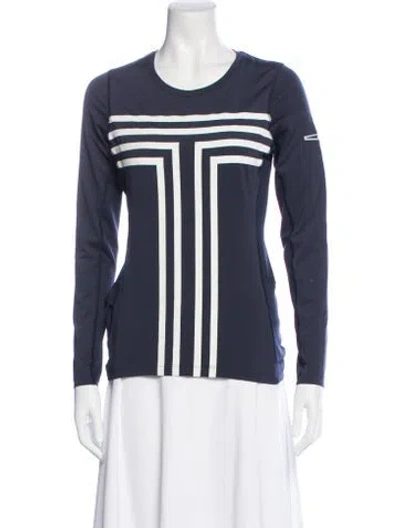 Pre-owned Tory Sport Striped Crew Neck Top In Blue