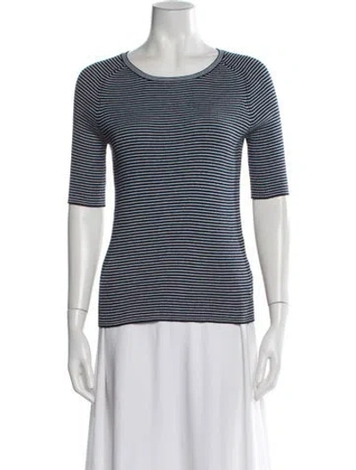 Pre-owned Tory Sport Striped Crew Neck Top In White