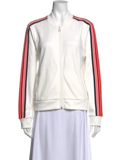 Pre-owned Tory Sport Striped Crew Neck Top In White