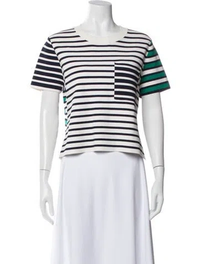 Pre-owned Tory Sport Striped Crew Neck T-shirt