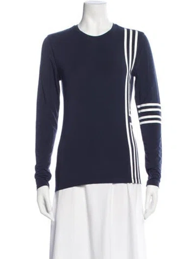 Pre-owned Tory Sport Striped Crew Neck T-shirt In Blue