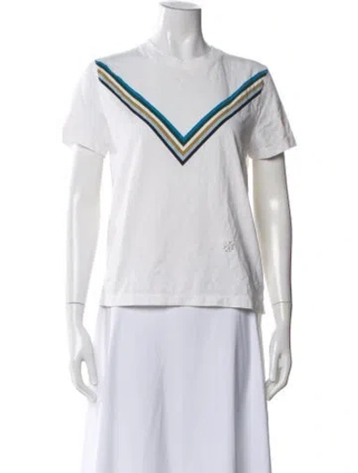 Pre-owned Tory Sport Striped Crew Neck T-shirt In Blue