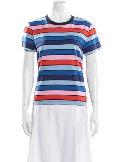 Pre-owned Tory Sport Striped Crew Neck T-shirt In Blue