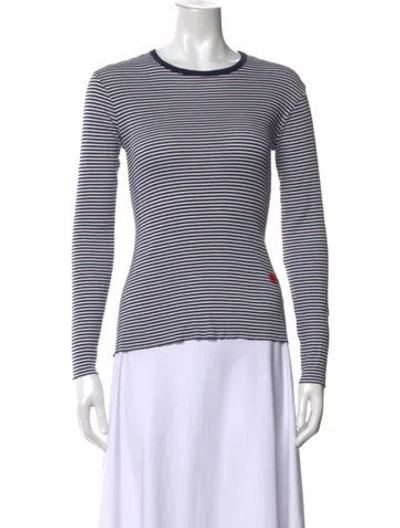 Pre-owned Tory Sport Striped Crew Neck T-shirt In Green