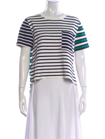 Pre-owned Tory Sport Striped Crew Neck T-shirt In Neutral