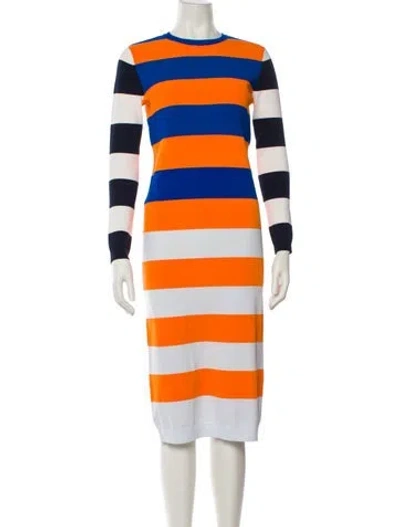 Pre-owned Tory Sport Striped Midi Length Dress In Orange