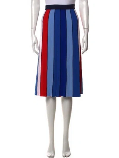 Pre-owned Tory Sport Striped Midi Length Skirt In Blue