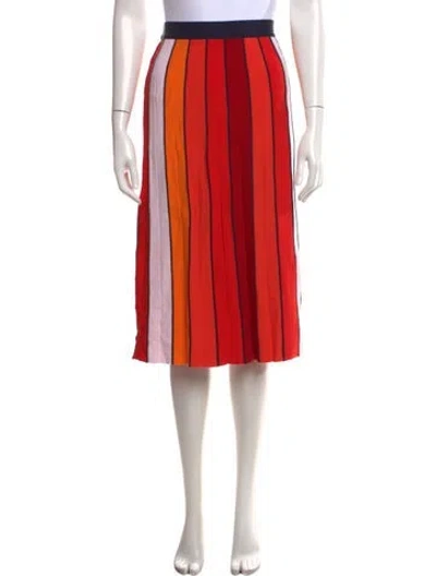 Pre-owned Tory Sport Striped Midi Length Skirt In Orange/red