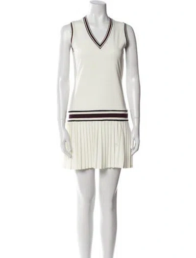 Pre-owned Tory Sport Striped Mini Dress In Neutral