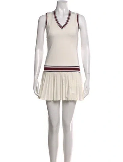 Pre-owned Tory Sport Striped Mini Dress In Neutral
