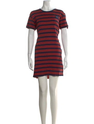 Pre-owned Tory Sport Striped Mini Dress In Orange