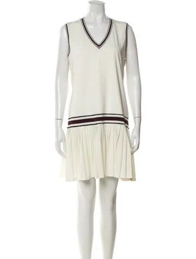 Pre-owned Tory Sport Striped Mini Dress In White