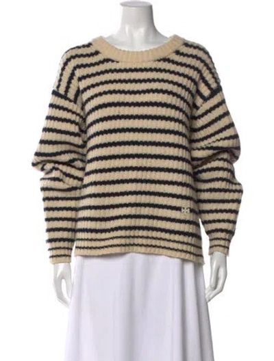 Pre-owned Tory Sport Striped Scoop Neck Sweater In Neutral